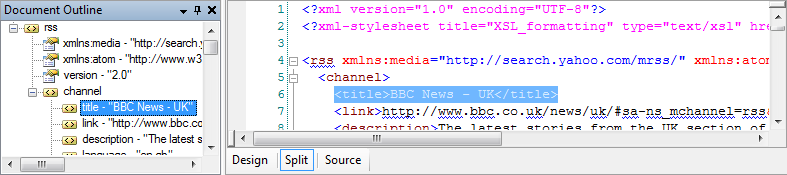 Xml Document Outline, a simple tree view of the document.